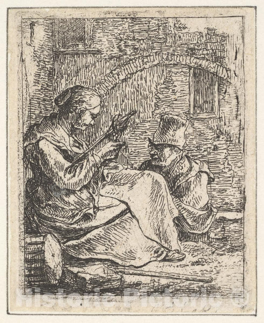 Art Print : Thomas Wijck - Woman Spinning : Vintage Wall Art