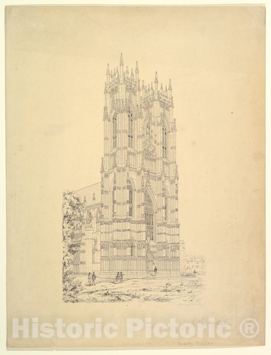 Art Print : Charles Wickes - The Beverley Minster, Yorkshire, England, Perspective View of The West Facade : Vintage Wall Art
