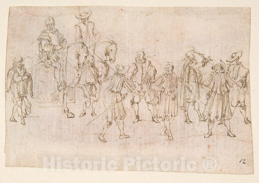 Art Print : Stefano Della Bella - Horsemen and Soldiers : Vintage Wall Art
