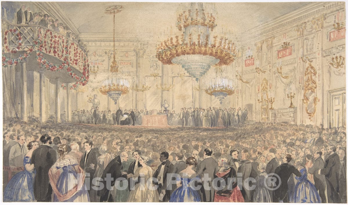 Art Print : William Henry Fisk - Abolition Meeting Held at Willis's Rooms in Honor of Harriet Beecher Stowe : Vintage Wall Art