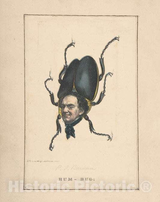 Art Print : Henry Louis Stephens - Hum-Bug (P. T. Barnum), from The Comic Natural History of The Human Race : Vintage Wall Art
