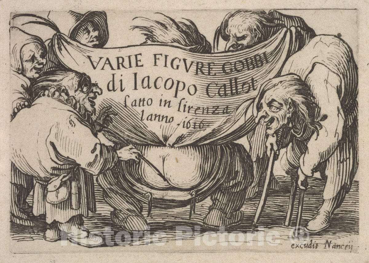 Art Print : Title Page, Varie Figure gobbi by Jacques Callot - Artist: Jacques Callot - Created: c1621 : Vintage Wall Art