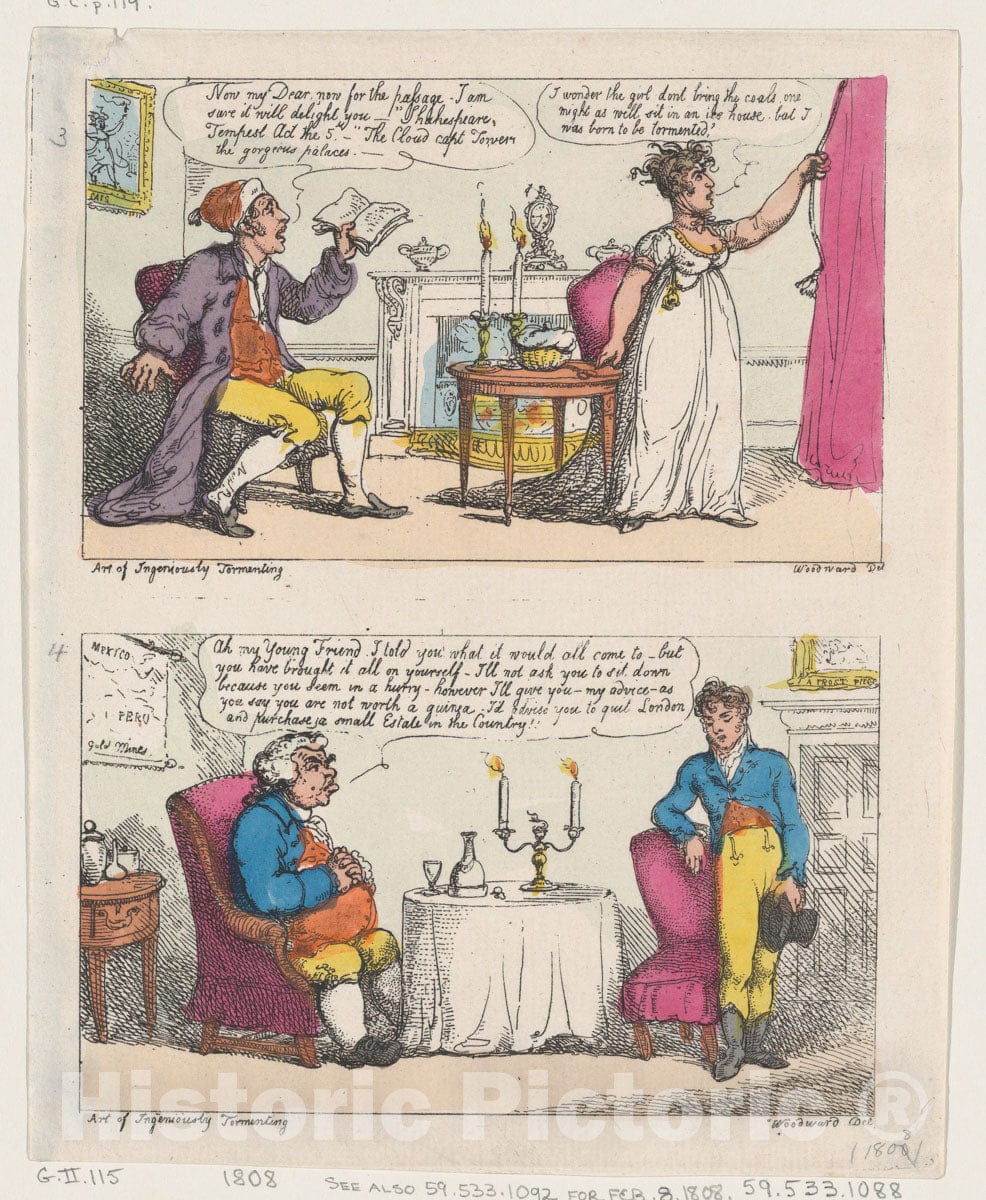 Art Print : Thomas Rowlandson - The Art of Ingeniously Tormenting 3 : Vintage Wall Art