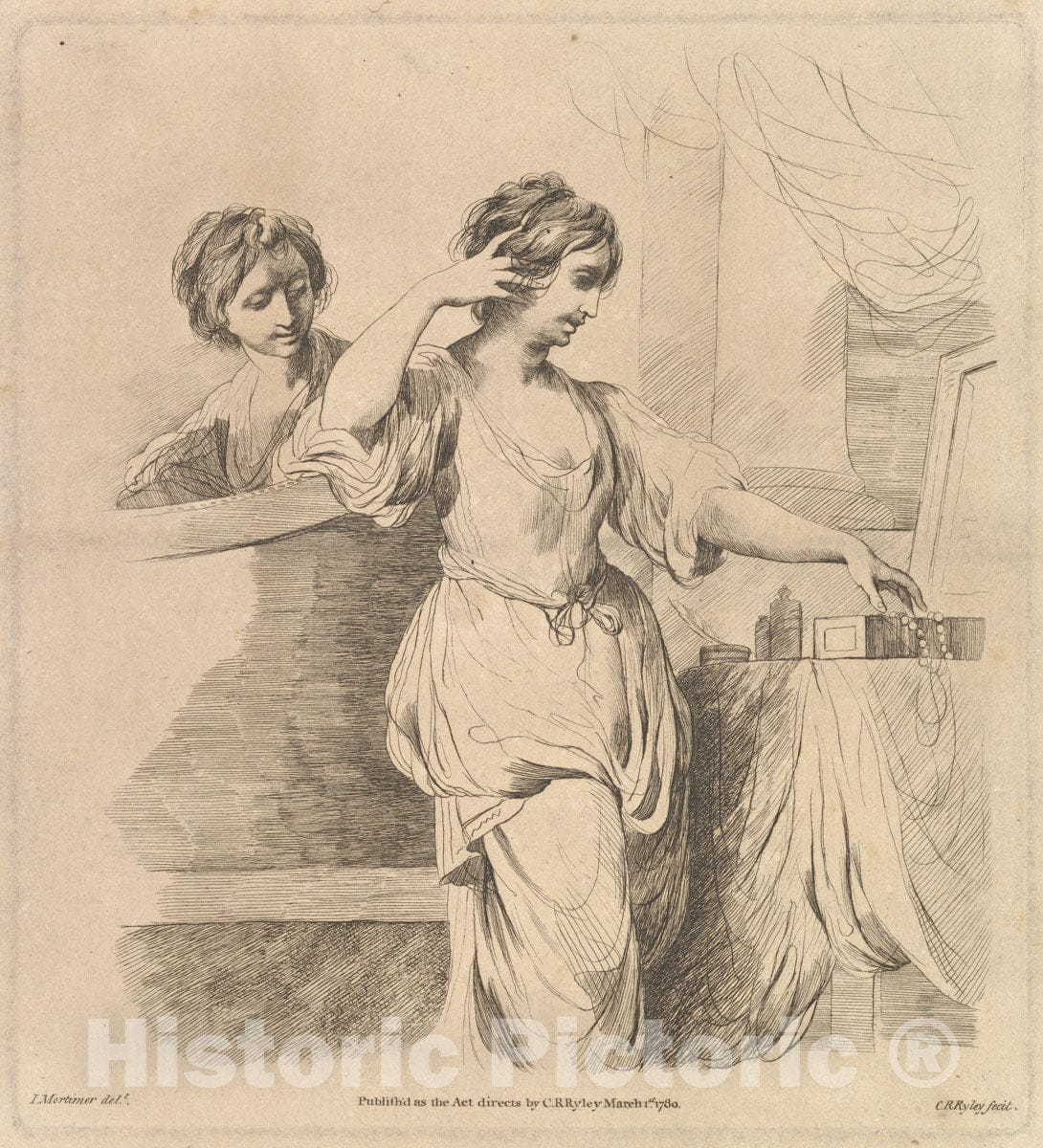 Art Print : Charles Reuben Ryley - Woman at Her Toilet : Vintage Wall Art
