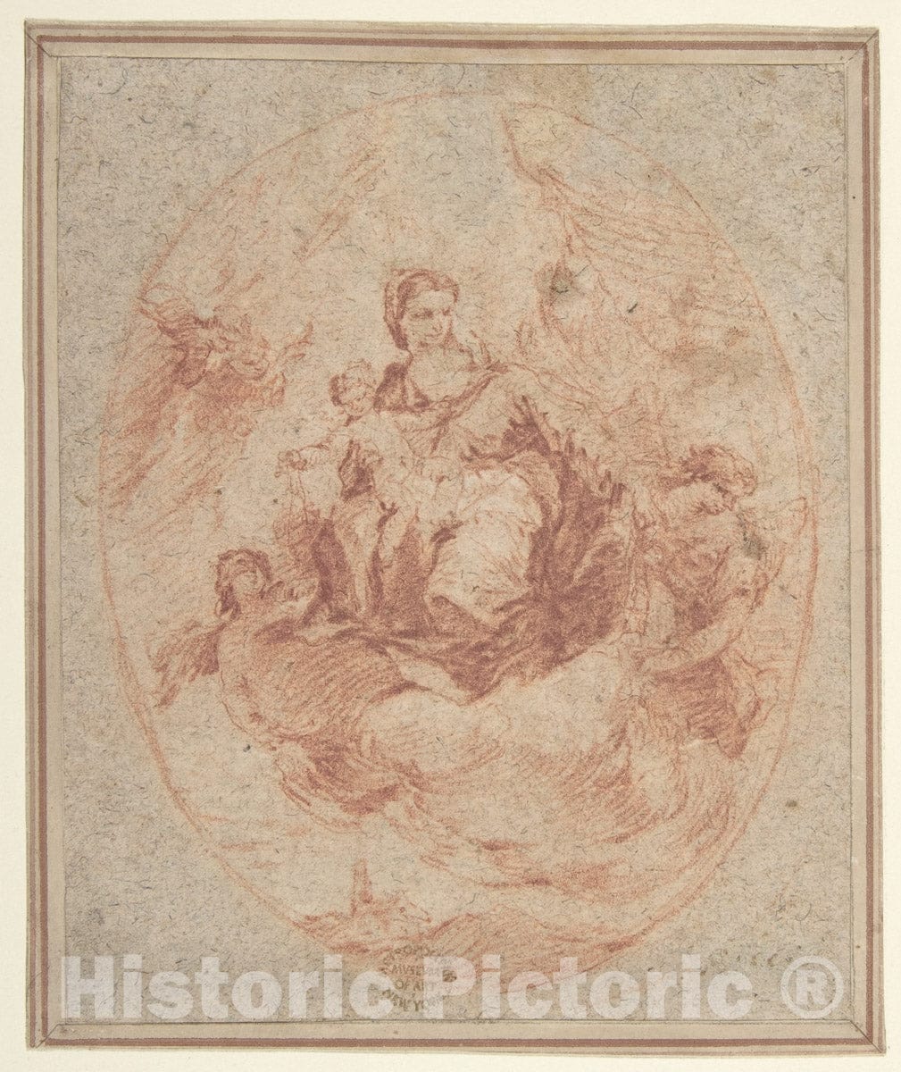 Art Print : Francesco Guardi - The Virgin and Child Holding Scapulars : Vintage Wall Art