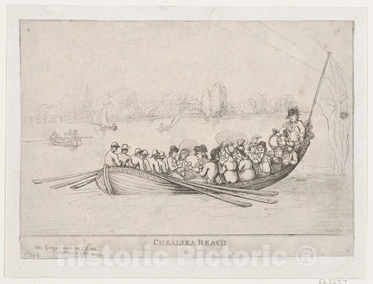 Art Print : Thomas Rowlandson - Chelsea Reach 1 : Vintage Wall Art