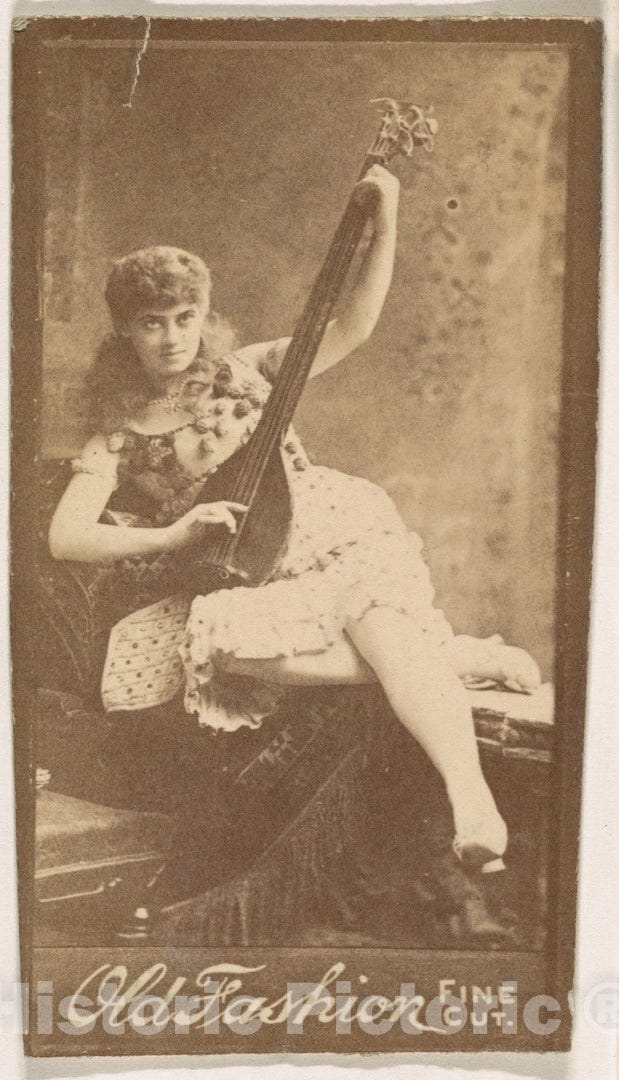 Photo Print : Actress Playing Mandolin, from The Actresses Series (N664) Promoting Old Fashion Fine Cut Tobacco : Vintage Wall Art