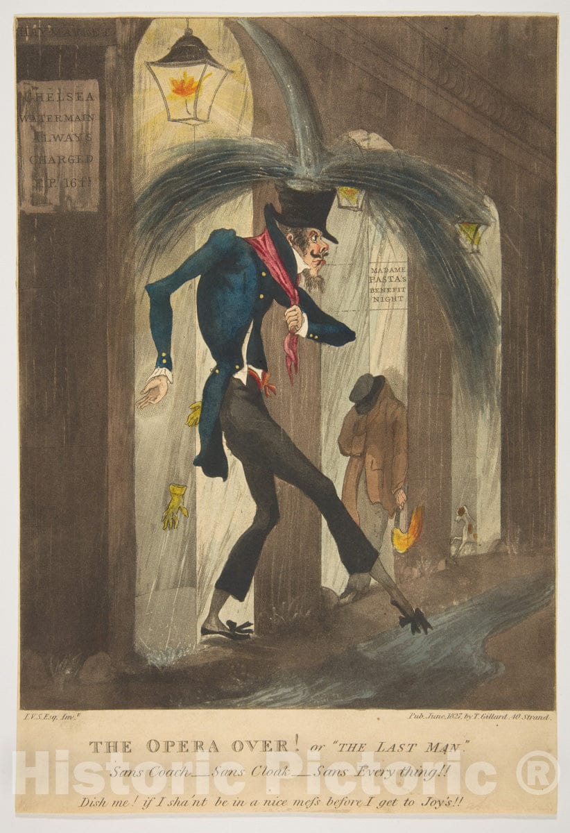 Art Print : T. Gillard - The Opera Over! Or The Last Man : Vintage Wall Art