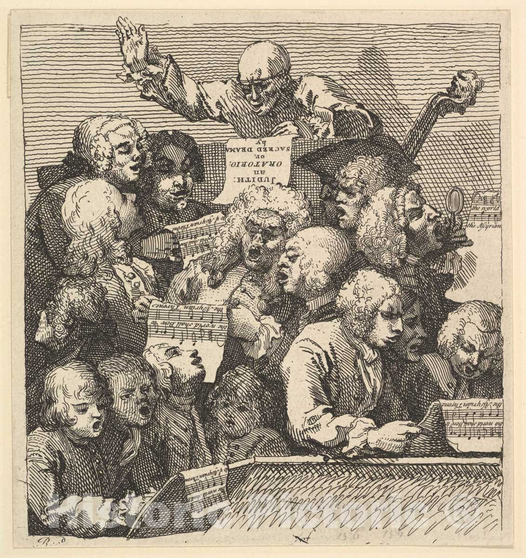 Art Print : William Hogarth - A Chorus of Singers, or The Oratorio : Vintage Wall Art