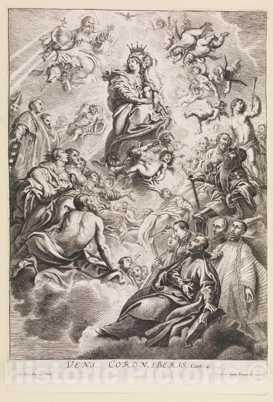 Art Print : Cornelis Schut - Coronation of The Virgin by The Child Adored by Saints : Vintage Wall Art