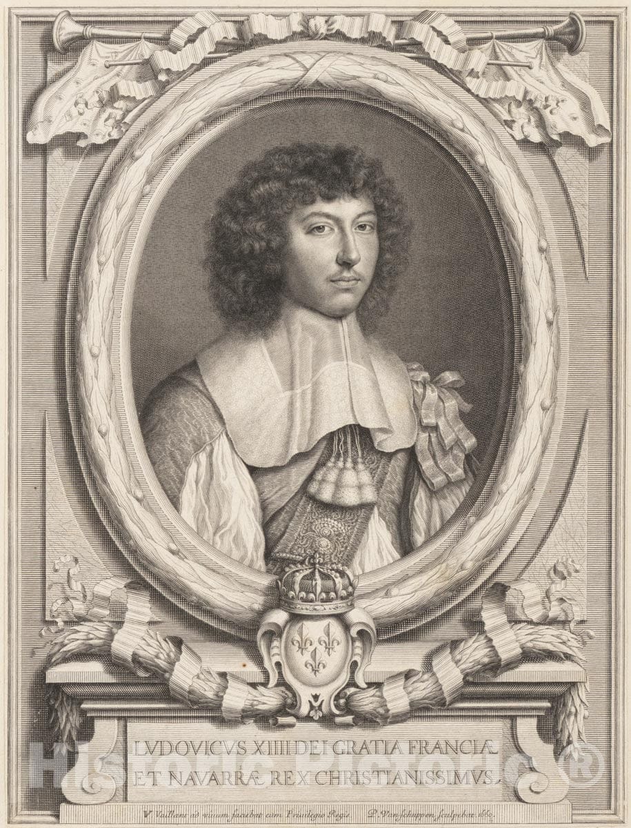 Art Print : Pieter Louis Van Schuppen - Portrait of Louis XIV : Vintage Wall Art