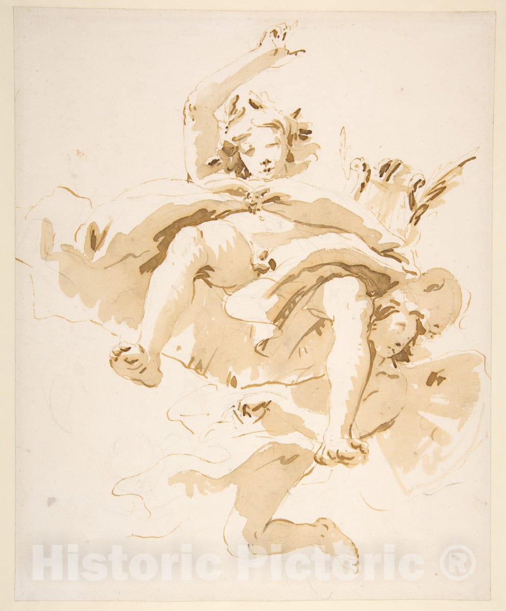 Art Print : Giovanni Battista Tiepolo - Apollo Supported by a Winged Genius : Vintage Wall Art