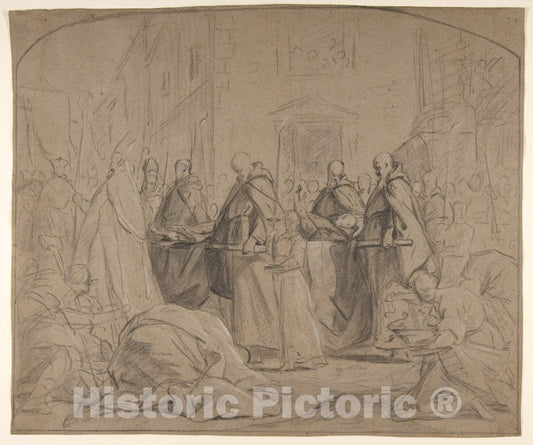Art Print : Jean Restout le Jeune - Funeral of François Duplessis de Mornay : Vintage Wall Art