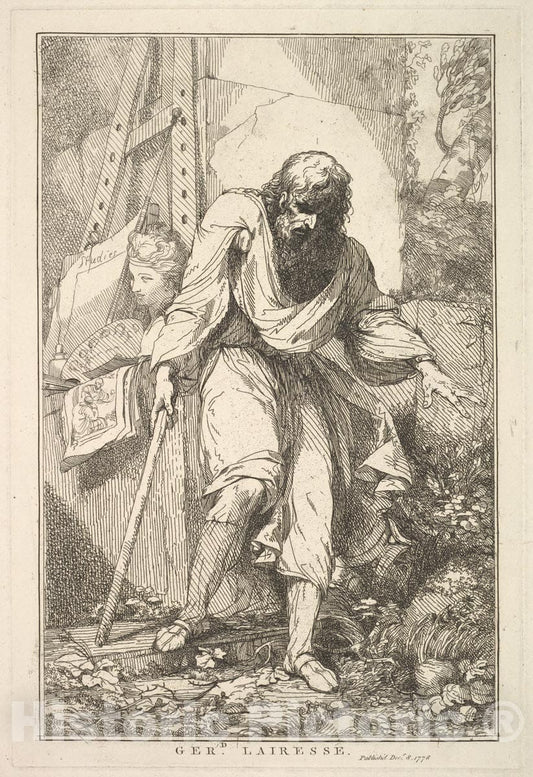 Art Print : Designed, Etched and published by John Hamilton Mortimer - Gerard Lairesse (from Fifteen Etchings Dedicated to Sir Joshua Reynolds) : Vintage Wall Art