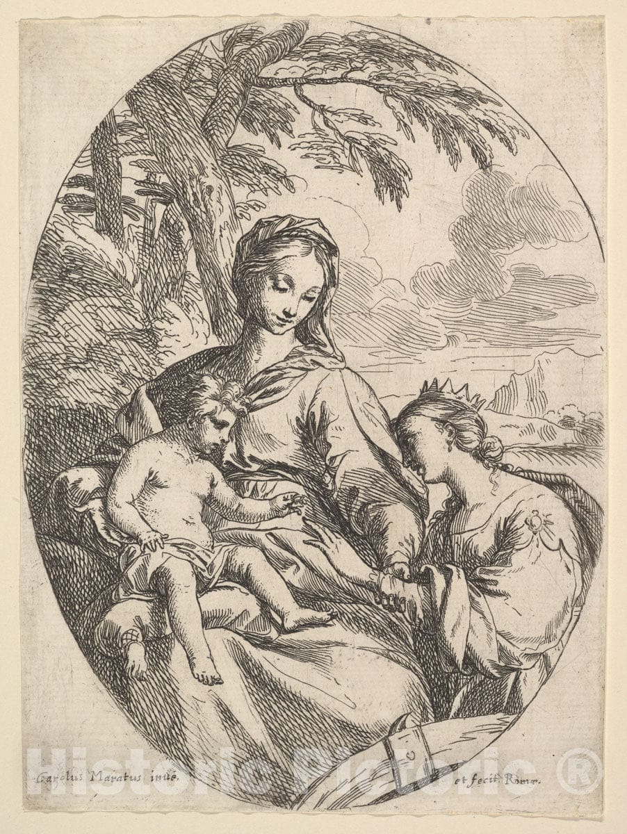 Art Print : Carlo Maratti - The Marriage of St. Catherine 1 : Vintage Wall Art
