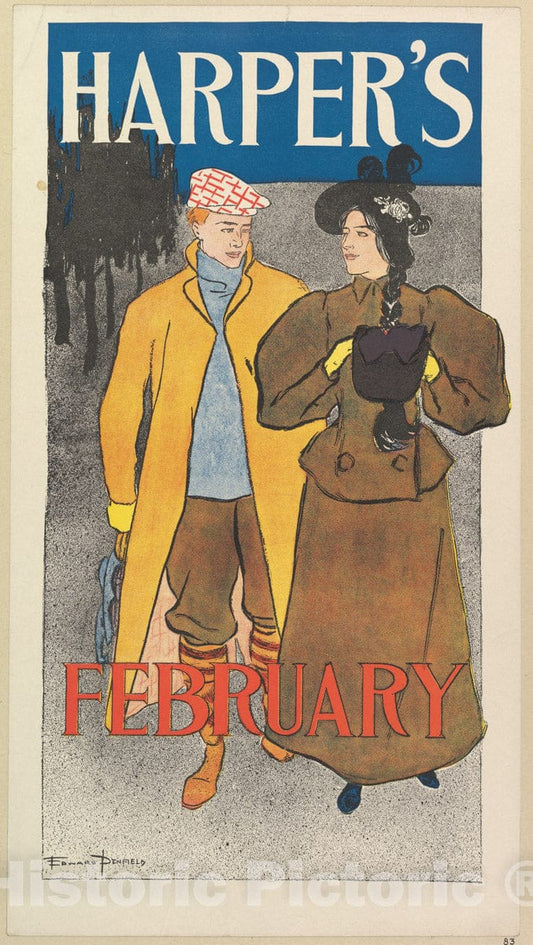 Art Print : Edward Penfield - Harper's, February 2 : Vintage Wall Art