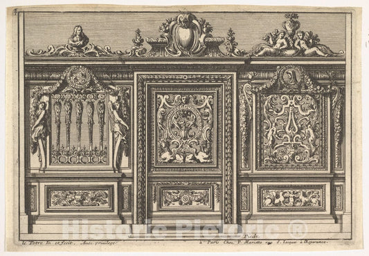 Art Print : Jean Le Pautre - Design for a Choir Screen with Two Variants, from: Clôtures de chapelles : Vintage Wall Art