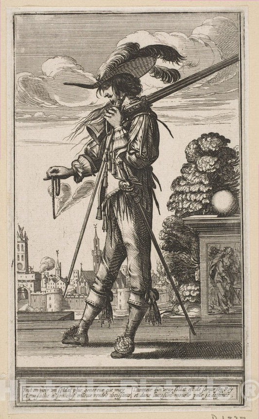 Art Print : Abraham Bosse - A Soldier on Duty : Vintage Wall Art