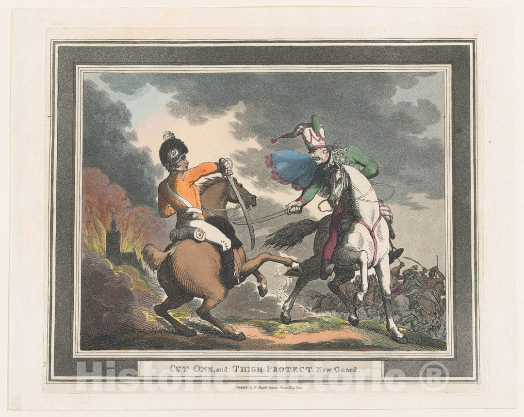 Art Print : Thomas Rowlandson - Cut One and Thigh Protect New Guard : Vintage Wall Art
