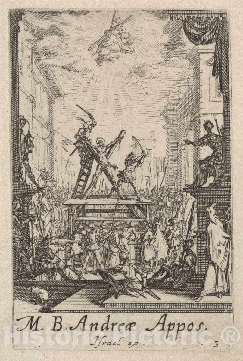 Art Print : Jacques Callot - Martyrdom of Saint Andrew, from The Series 'The Little Apostles' (Les Petits apôtres) : Vintage Wall Art