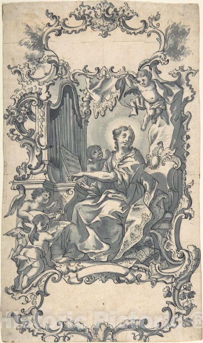 Art Print : German, 19th Century - St. Cecilia : Vintage Wall Art