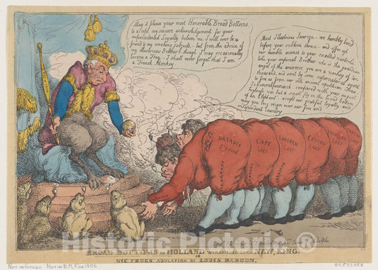 Art Print : Thomas Rowlandson - Broad Bottoms in Holland Worshiping Their New King : Vintage Wall Art
