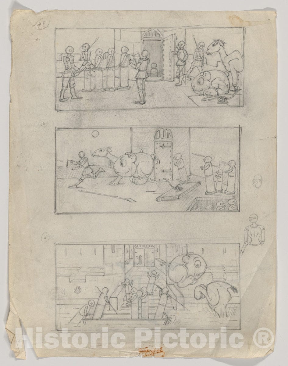 Art Print : Herbert E. Crowley - Wiggle Much Sketches (Recto and Verso) : Vintage Wall Art
