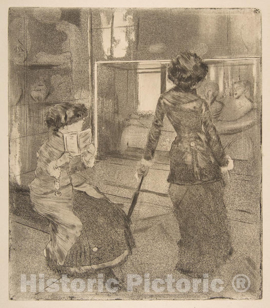 Art Print : Edgar Degas, Mary Cassatt at The Louvre: The Etruscan Gallery, c.1880 - Vintage Wall Art