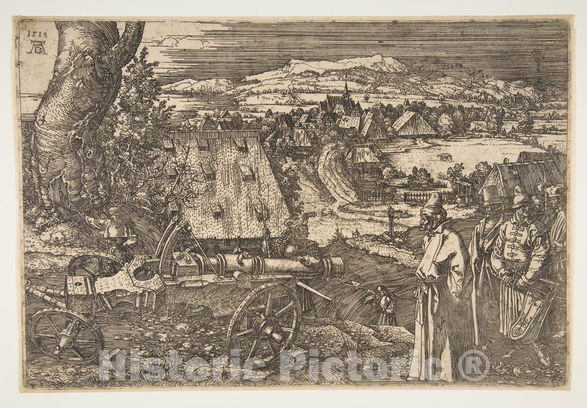 Art Print : Albrecht Dürer - Landscape with a Cannon : Vintage Wall Art