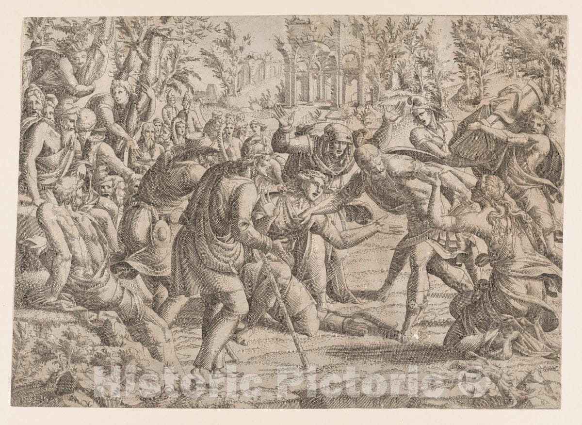 Art Print : Jean Mignon - The Treacherous Sinon Brought into The Trojan's Camp by The Shepherds : Vintage Wall Art