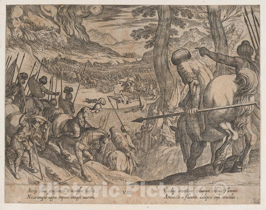 Art Print : Antonio Tempesta - Plate 8: Alexander Encircling The Enemy Troops with Fire, from The Deeds of Alexander The Great : Vintage Wall Art
