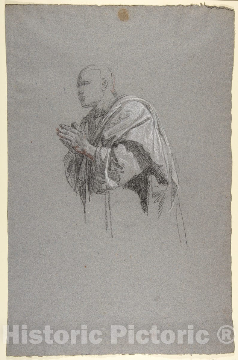 Art Print : Isidore Pils - Drapery Study for a Cleric (lower register; study for wall paintings in the Chapel of Saint Remi, Sainte-Clotilde, Paris, 1858) 2 : Vintage Wall Art
