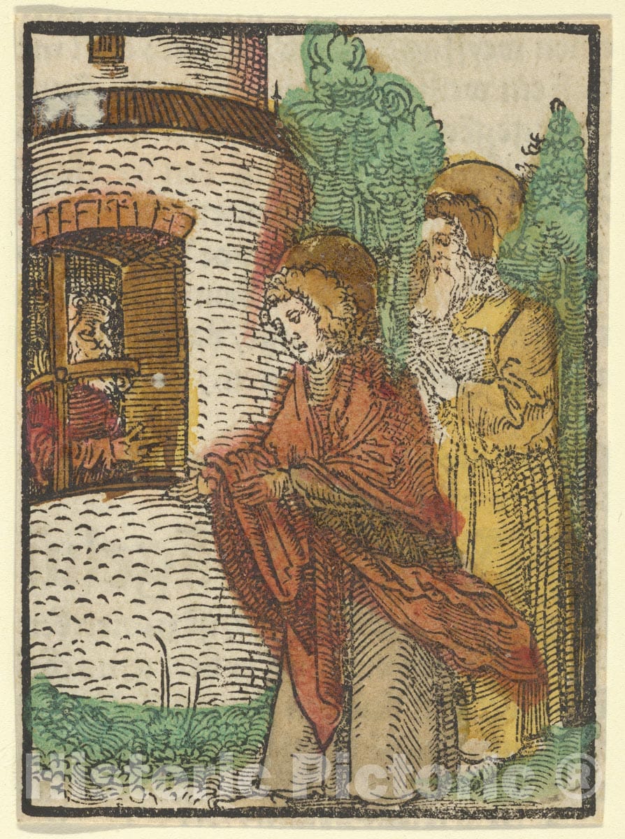 Art Print : Hans Schäufelein - St. John in Prison, from Das Plenarium : Vintage Wall Art