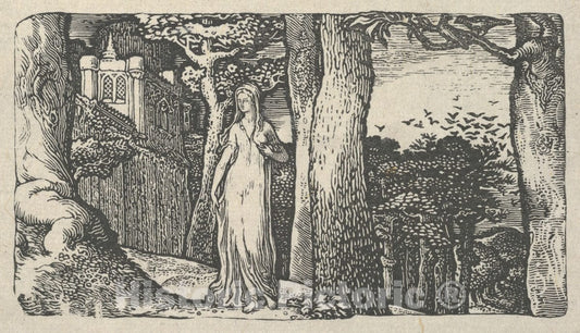 Art Print : Edward Calvert - Lady with The Rooks 2 : Vintage Wall Art