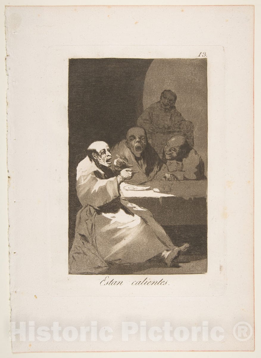 Art Print : Goya - Plate 13 from 'Los Caprichos':They are hot (Estan calientes.) : Vintage Wall Art