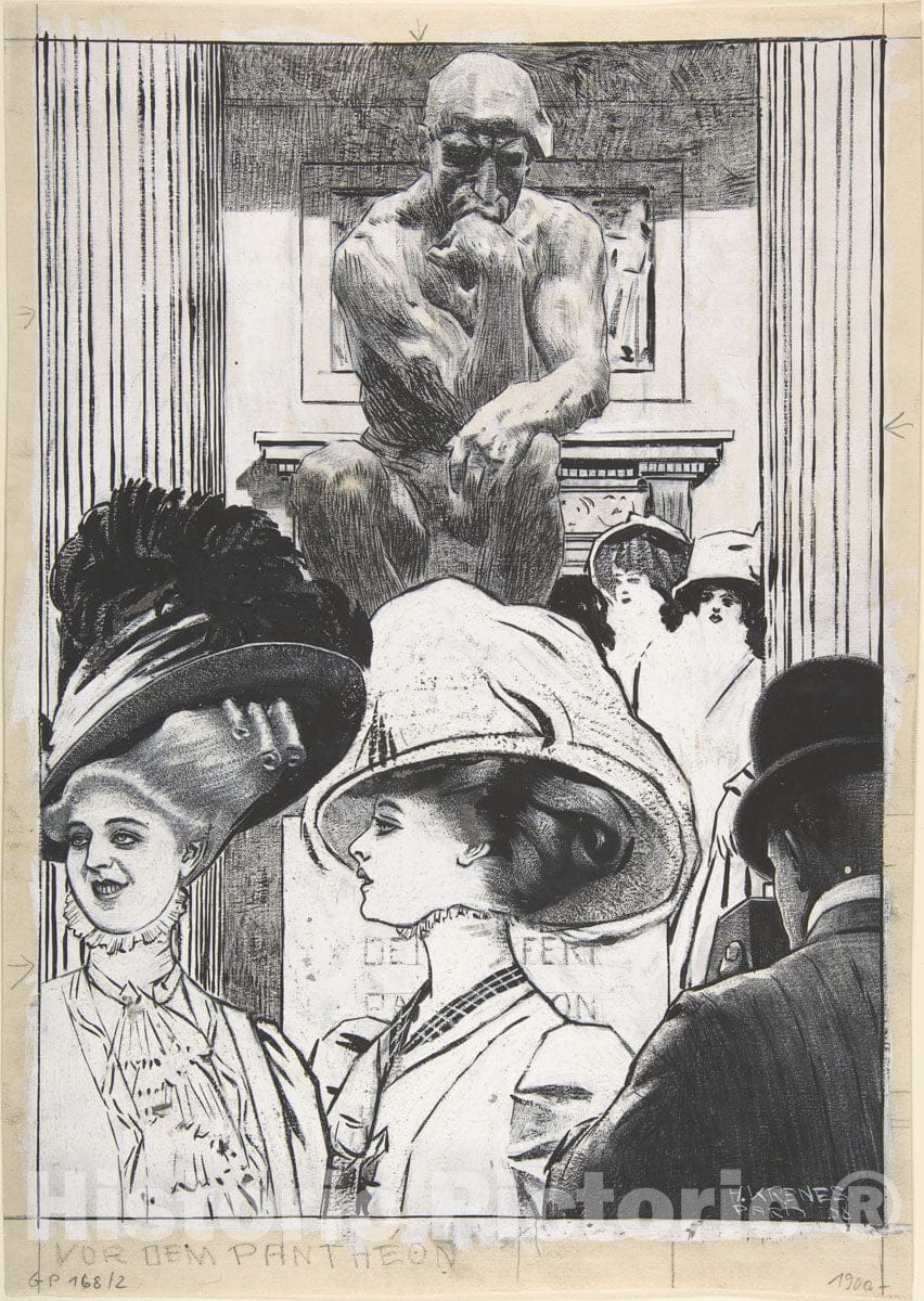 Art Print : Heinrich Krenes - VOR dem Pantheon : Vintage Wall Art