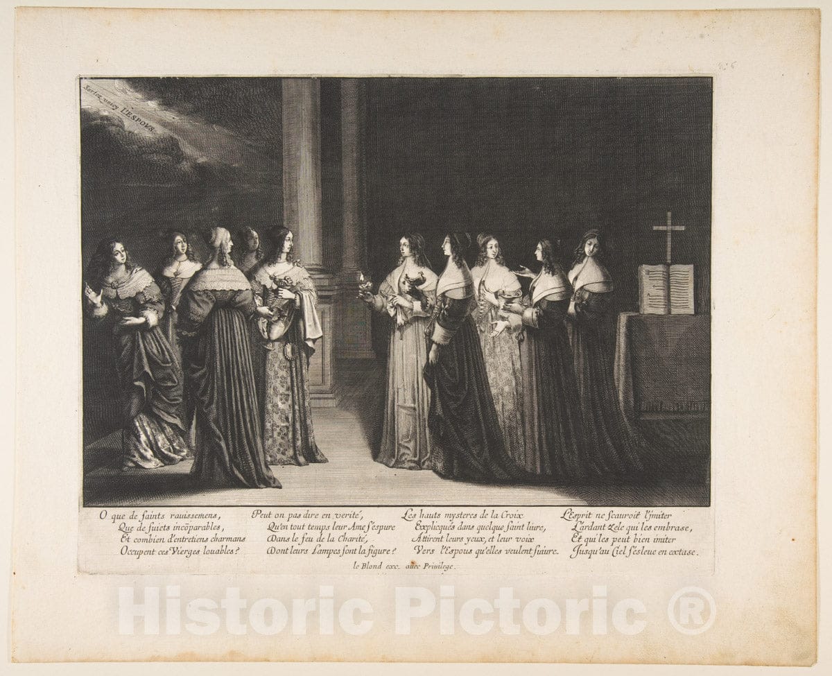 Art Print : Abraham Bosse - The Wise Virgins Refuse Oil to The Foolish Virgins 1 : Vintage Wall Art