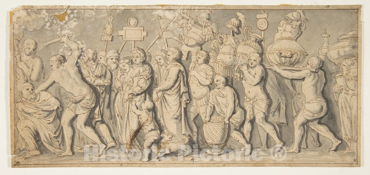 Art Print : French, 18th Century - Design for a Roman Procession : Vintage Wall Art