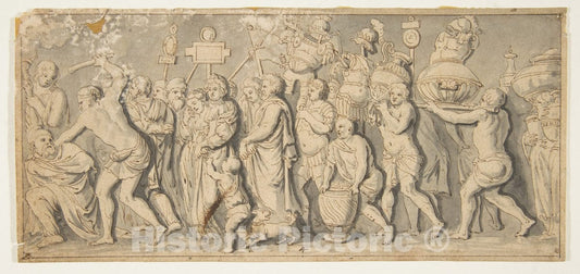 Art Print : French, 18th Century - Design for a Roman Procession : Vintage Wall Art