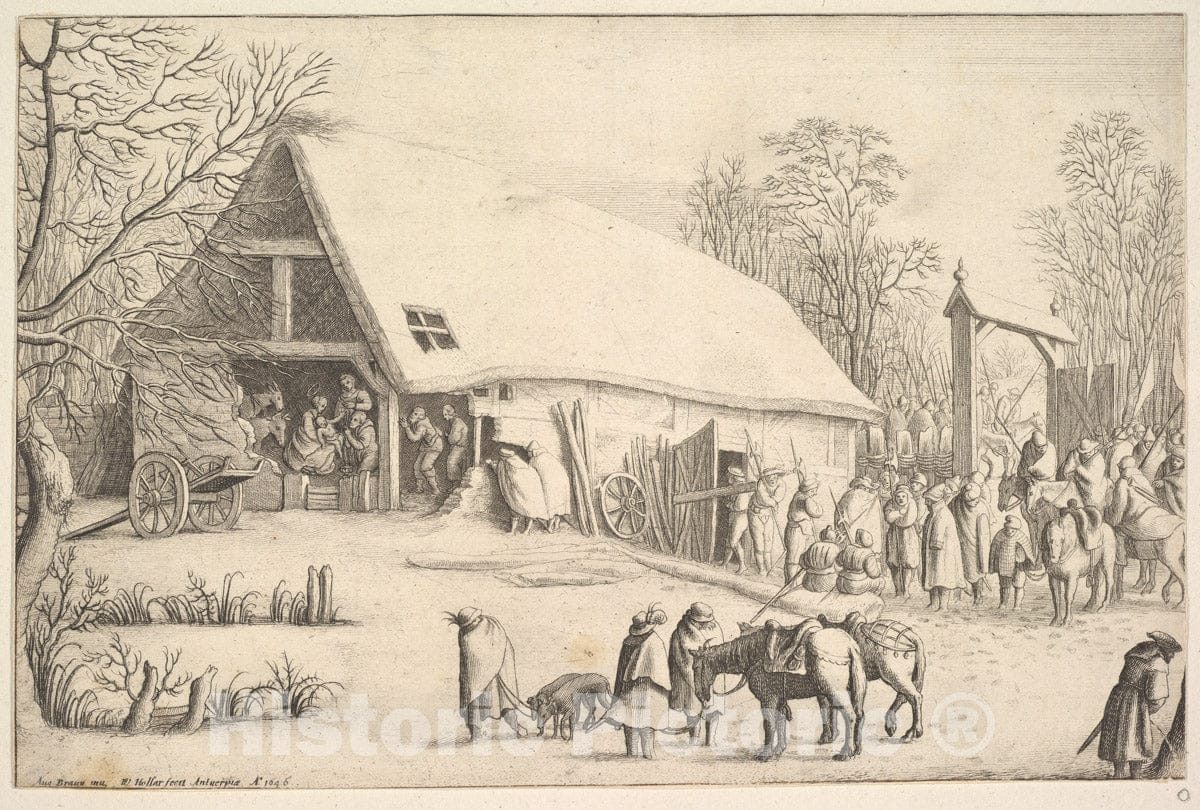 Art Print : Wenceslaus Hollar - Adoration of The Kings, After Augustin Braun : Vintage Wall Art