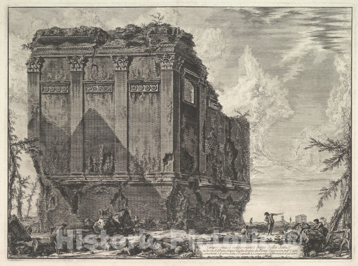 Art Print : Giovanni Battista Piranesi - The so-Called Temple of Salus, on The Road to Albano (Tempio Antico volgarmente detto Della Salute) : Vintage Wall Art