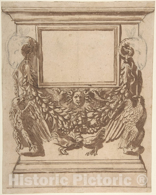 Art Print : Circle of Nicolas Poussin - Cinerary Urn, After The Antique : Vintage Wall Art