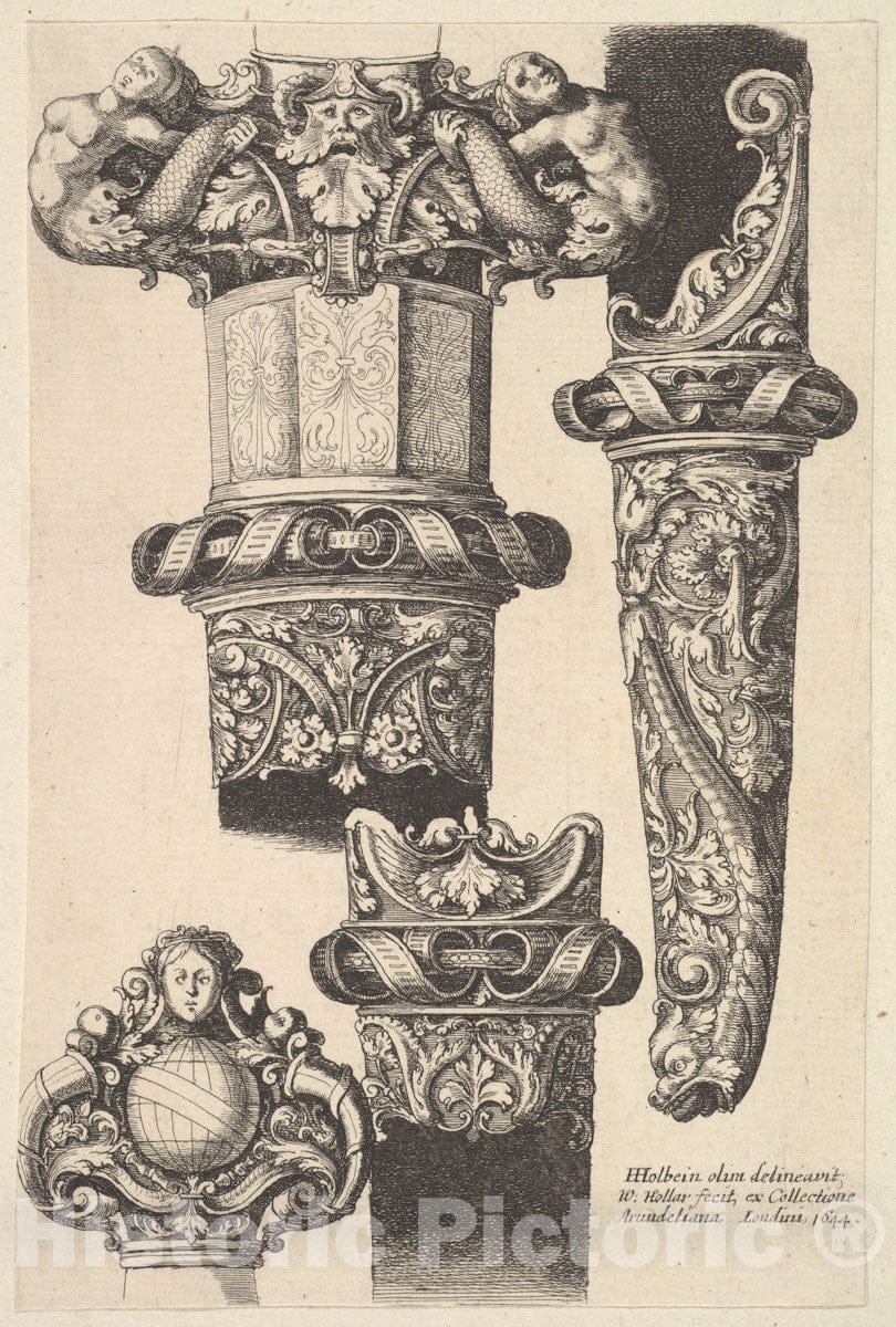 Art Print : Wenceslaus Hollar - Daggars and scabbards : Vintage Wall Art