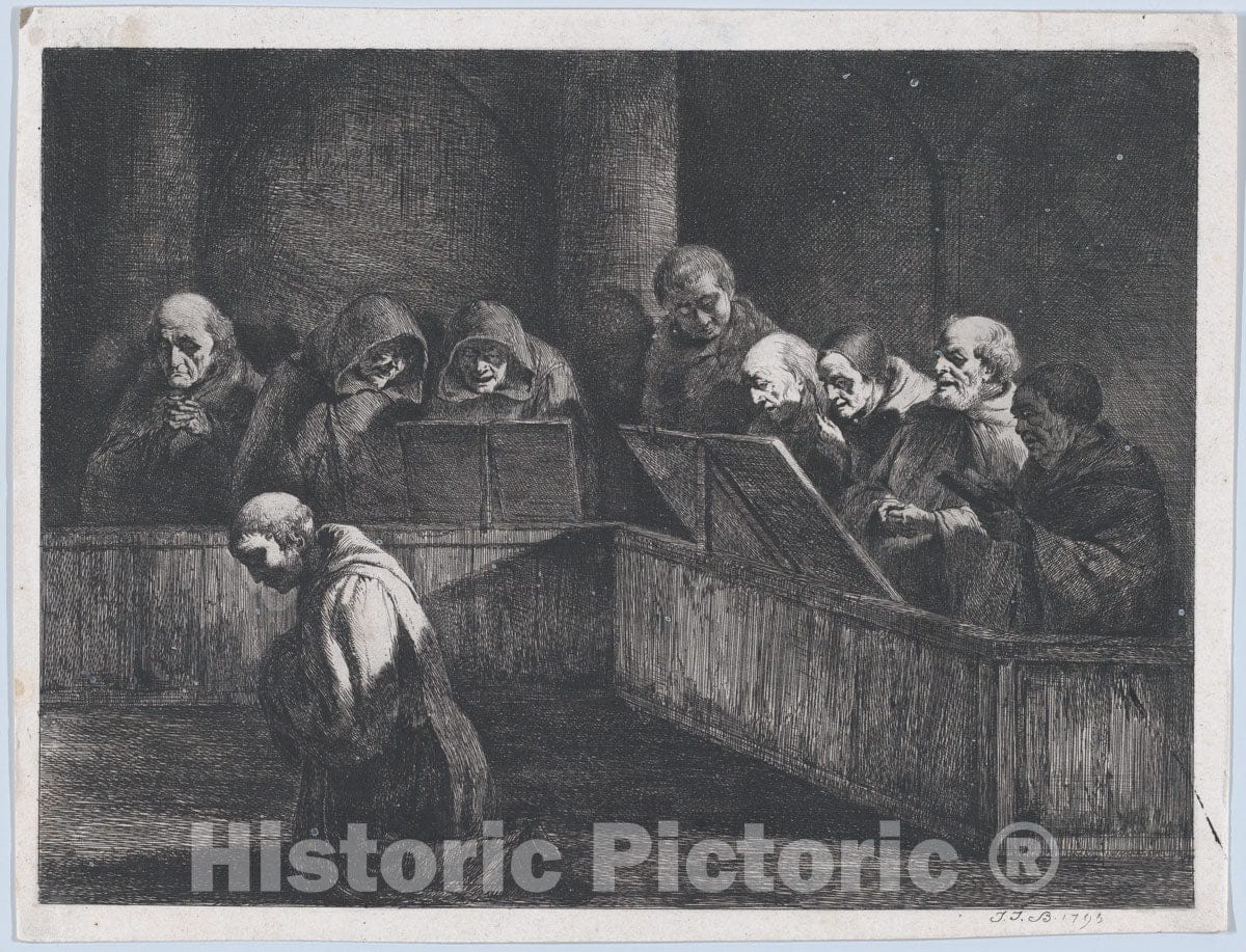 Art Print : Jean Jacques de Boissieu - Monks Chanting 2 : Vintage Wall Art