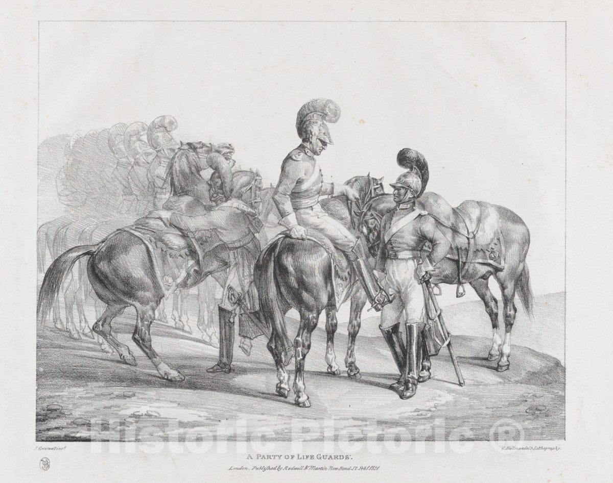 Art Print : Théodore Gericault - A Party of Life-Guards : Vintage Wall Art