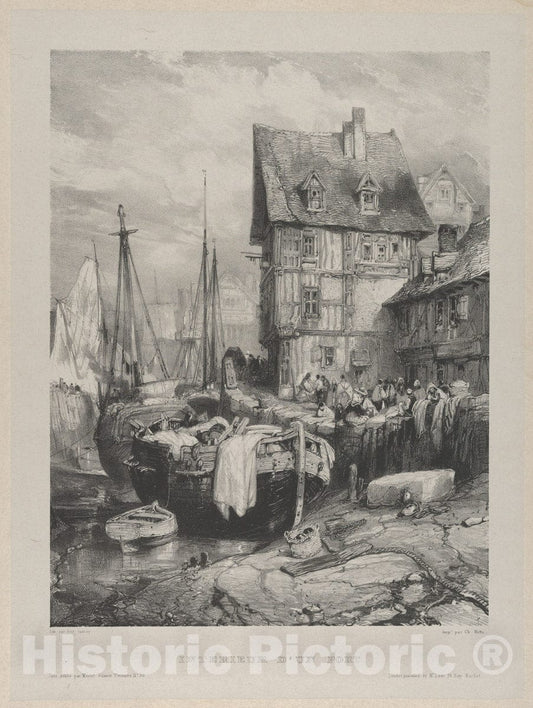 Art Print : Eugène Isabey - Interior of a Port : Vintage Wall Art
