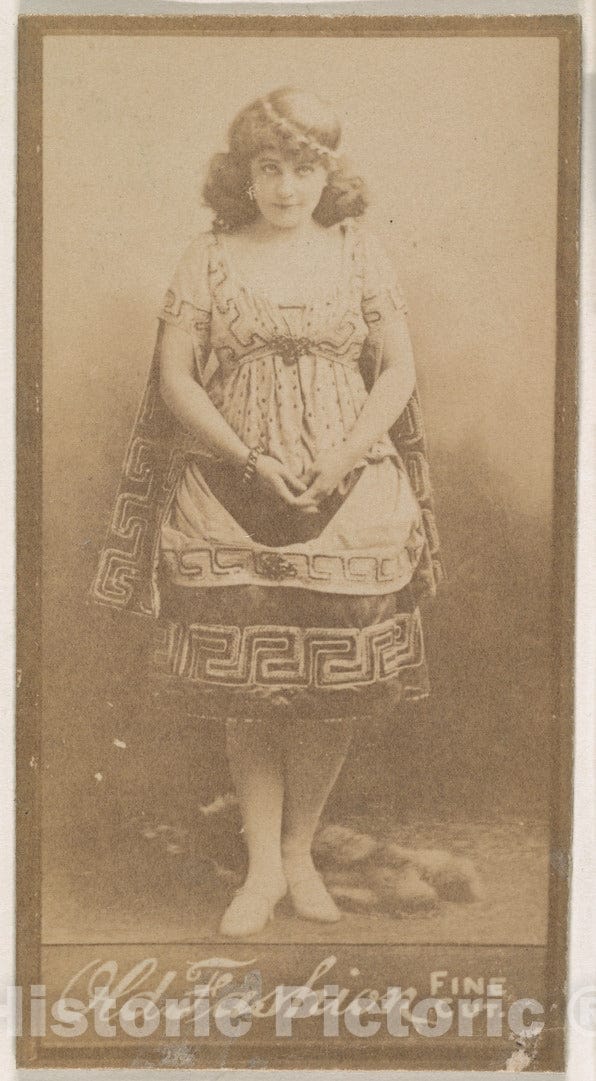 Photo Print : Actress Wearing Embroidered Costume and Cap, from The Actresses Series (N664) Promoting Old Fashion Fine Cut Tobacco : Vintage Wall Art