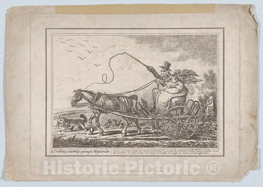 Art Print : Copy After James Gillray - A Cockney & his Wife Going to Wycombe : Vintage Wall Art