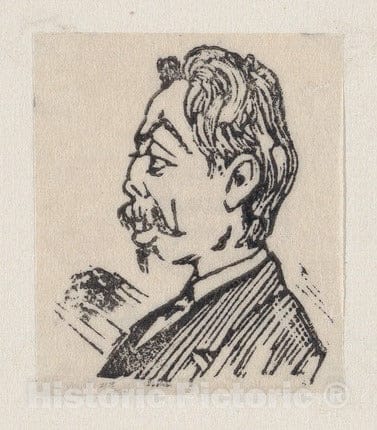 Art Print : José Guadalupe Posada - Profile of a Man with a Beard in a Suit : Vintage Wall Art