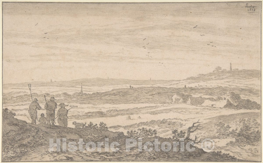 Art Print : Pieter de Molijn - Landscape with Figures : Vintage Wall Art